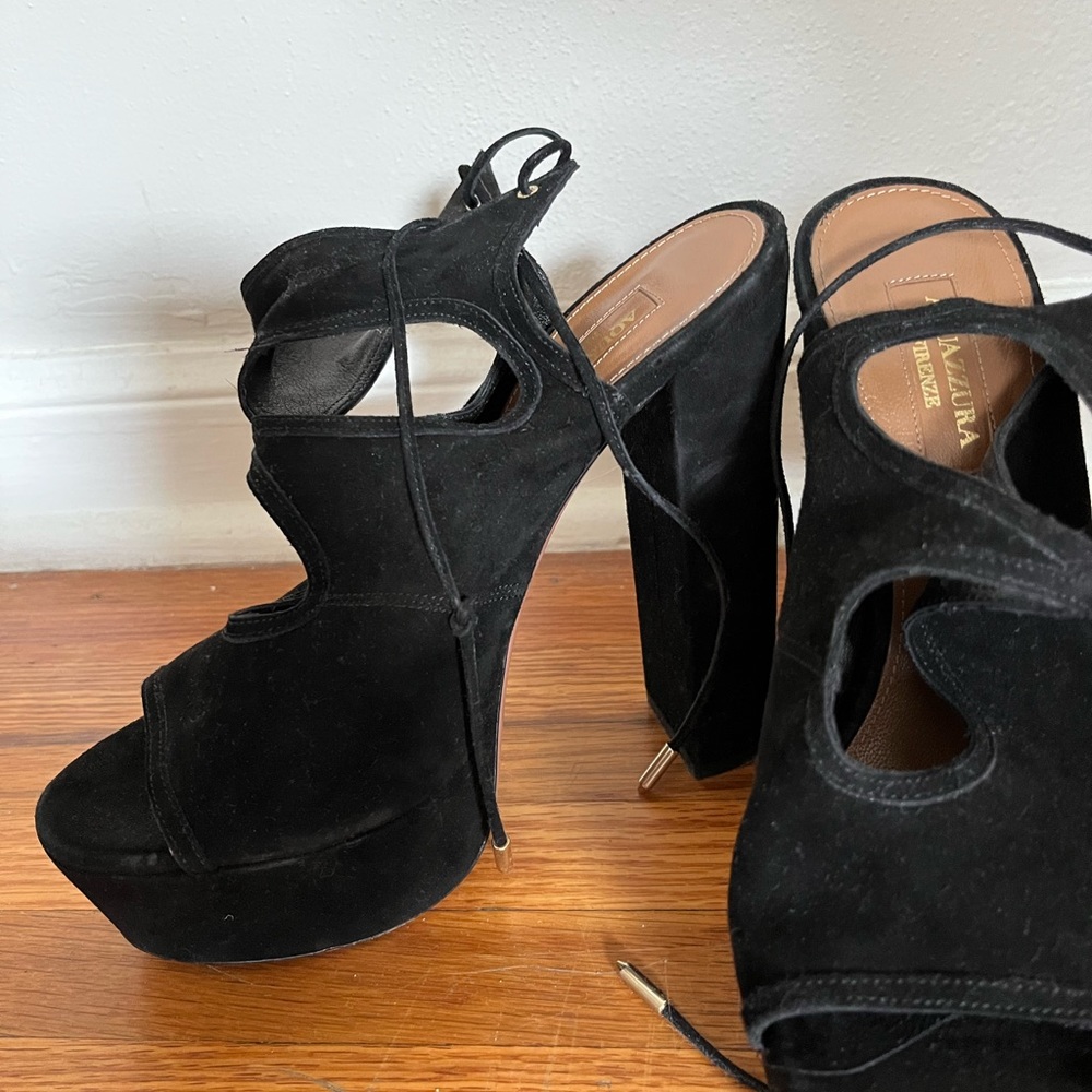 Gently used Aquazzura from The Real Real. Scuff marks at bottoms when bought.